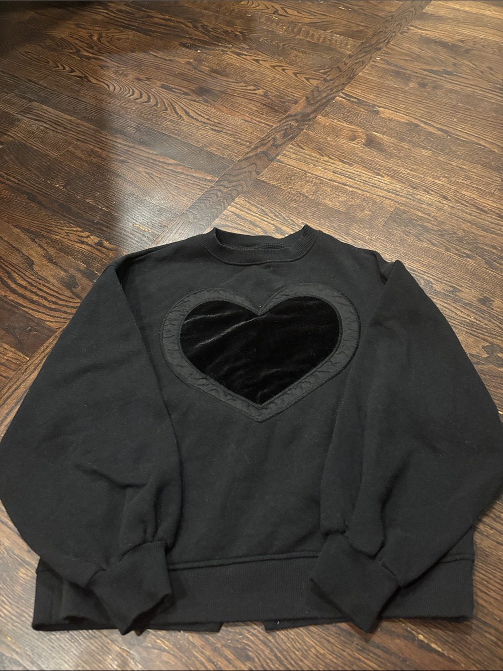 Girls Zara Black Sweatshirt with Heart Appliqué